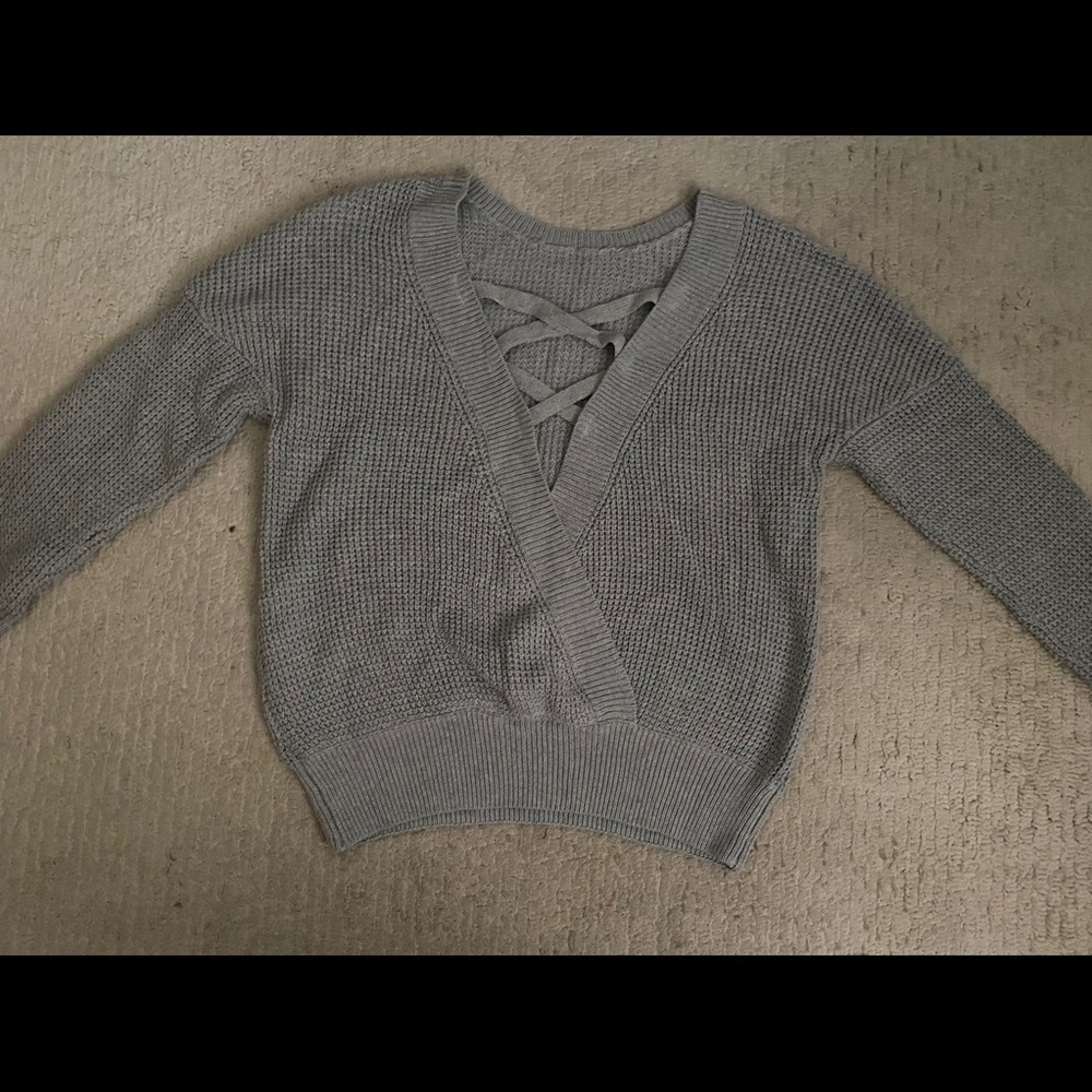 Womens Long Sleeve X Cross Knitted Sweater